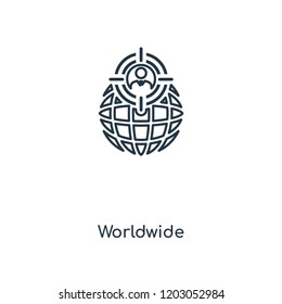 Worldwide concept line icon. Linear Worldwide concept outline symbol design. This simple element illustration can be used for web and mobile UI/UX.