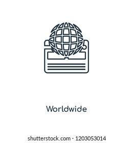Worldwide concept line icon. Linear Worldwide concept outline symbol design. This simple element illustration can be used for web and mobile UI/UX.