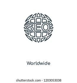 Worldwide concept line icon. Linear Worldwide concept outline symbol design. This simple element illustration can be used for web and mobile UI/UX.