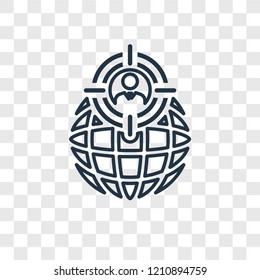 Worldwide concept vector linear icon isolated on transparent background, Worldwide concept transparency concept in outline style