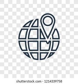 Worldwide concept vector linear icon isolated on transparent background, Worldwide concept transparency concept in outline style
