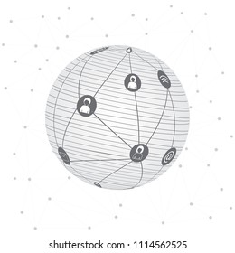 Worldwide connection concept.  Global communications network. Stock vector. Vector illustration EPS10.  