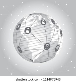 Worldwide connection concept.  Global communications network. Stock vector. Vector illustration EPS10.  