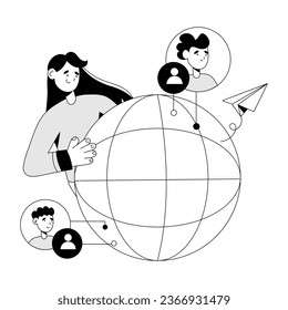Worldwide connection hand drawn illustration 