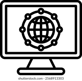 Worldwide Connection Vector Lineal Icon On White Background.