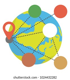 Worldwide connections or global network flat design icon