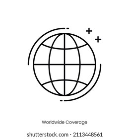 Worldwide Coverage Icon. Outline Style Icon Design Isolated On White Background