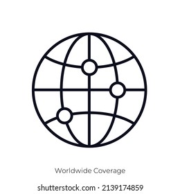 Worldwide Coverage Icon. Outline Style Icon Design Isolated On White Background