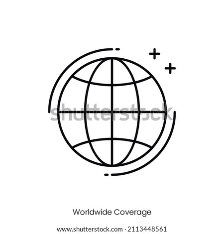 worldwide coverage icon. Outline style icon design isolated on white background