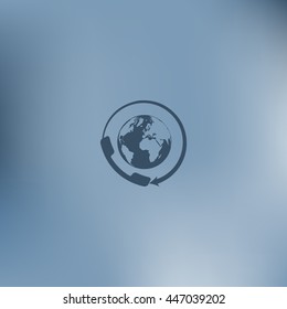 Worldwide customer support call-center. Flat vector stock icon