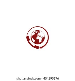 Worldwide customer support call-center. Flat vector stock icon