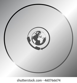 Worldwide customer support call-center. Flat vector stock icon