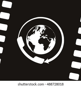 Worldwide customer support call-center. Flat vector stock icon