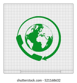 Worldwide customer support call-center. Flat vector stock icon