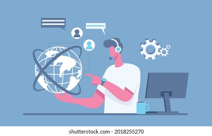 Vector de concepto de ilustración de ayuda al cliente en todo el mundo