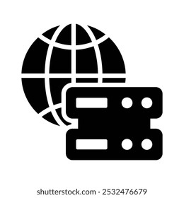 Worldwide data center, global data, worldwide data service icon