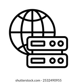 Worldwide data center, global data, worldwide data service icon