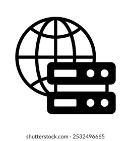 Worldwide data center, global data, worldwide data service icon