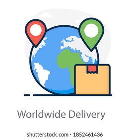 Worldwide Delivery Icon Design, An Editable Vector Of International Logistics 