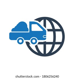 Worldwide delivery icon. Global transportation icon. Worldwide express delivery icon