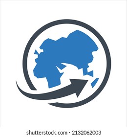 Icono de entrega a nivel mundial. Vector Y Glayph