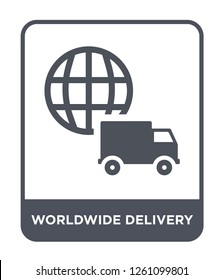 worldwide delivery icon vector on white background, worldwide delivery trendy filled icons from Delivery and logistic collection, worldwide delivery simple element illustration