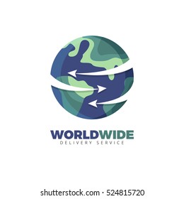 Worldwide delivery logo design concept.This logo is ideal for: travel agency, transport company, air transportation.