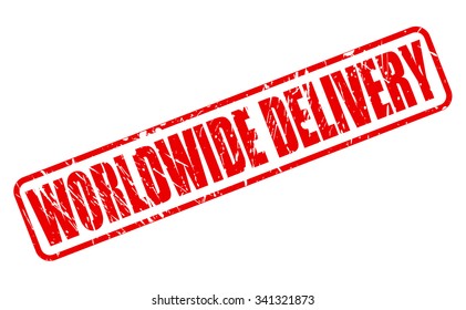WORLDWIDE DELIVERY red stamp text on white