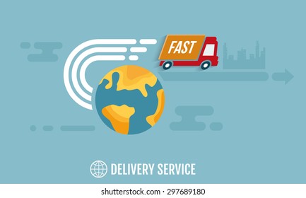 Worldwide delivery service concept. Vector Illustration. Flat design.