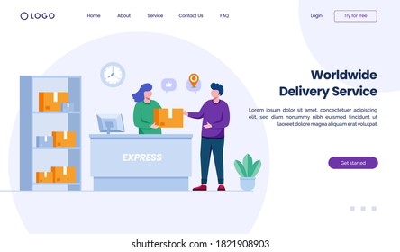 Worldwide delivery service
landing page website illustration flat vector template
