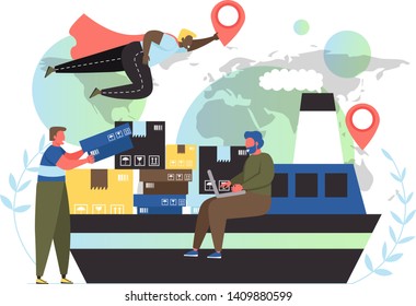 Worldwide delivery service, vector flat style design illustration