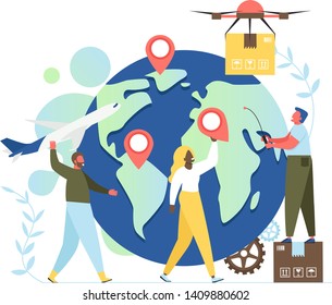 Worldwide delivery service, vector flat style design illustration