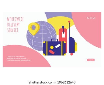 Worldwide delivery service web page flat template