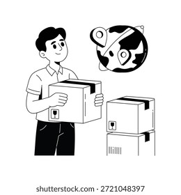 Worldwide Delivery Vector Black And White Outline Illustration