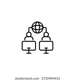 Ícone de estrutura de tópicos de rede digital mundial para conexão on-line e remota