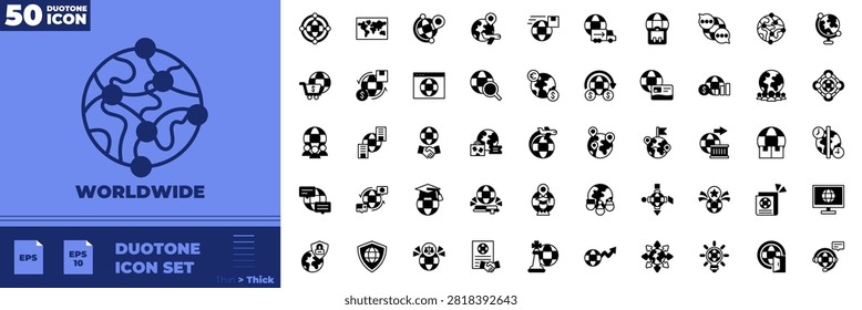 Worldwide Duotone Editable Icons set