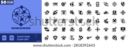 Worldwide Duotone Editable Icons set