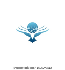 The worldwide eagle community logo design vector template