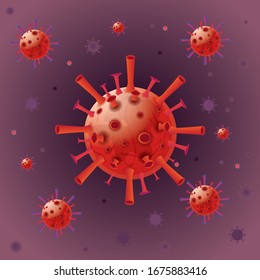 Worldwide epidemic disease. Quarantine warning images. Vector virus shape and the world.
