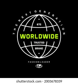 worldwide fashion leader slogan typography for tee shirt design, vector illustration
