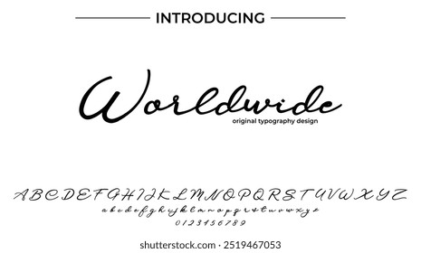 Worldwide Font Stylish brush painted an uppercase vector letters, alphabet, typeface