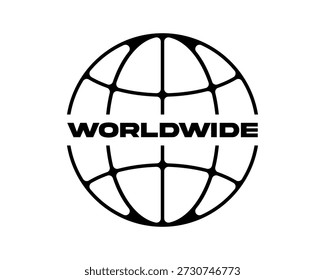 Worldwide Globe Icon with Text Representing Global Reach and Con