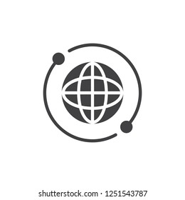 Worldwide globe vector icon. filled flat sign for mobile concept and web design. Earth grid with arrows simple solid icon. Symbol, logo illustration. Pixel perfect vector graphics