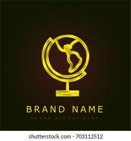 Worldwide golden metallic logo