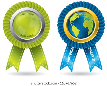 Worldwide guarantee set of badges for many products