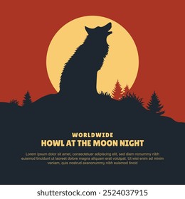 Worldwide Howl at the Moon Night background. Vector illustration.