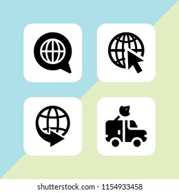 worldwide icon. 4 worldwide set with global, satellite, world and sphere vector icons for web and mobile app