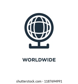 Worldwide icon. Black filled vector illustration. Worldwide symbol on white background. Can be used in web and mobile.
