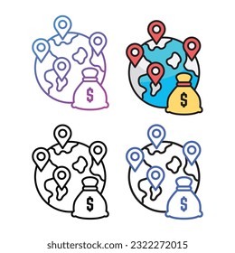 Diseño de iconos a nivel mundial en cuatro colores de variación