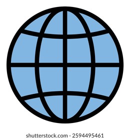 Worldwide icon in flat line style representing global reach international connections and worldwide access ideal for travel business and communication concepts.